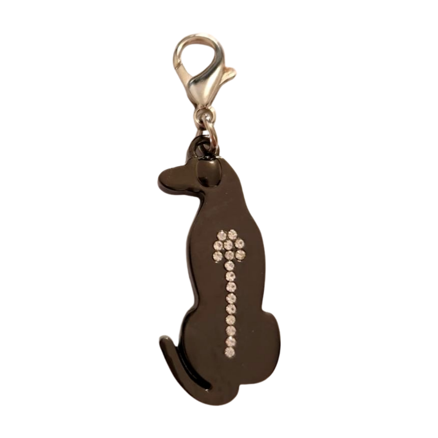 Black Ridgeback dog keyring with crystal spine detail, 40mm length