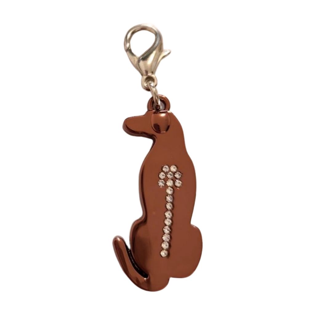 Brown Ridgeback dog keyring with crystal spine detail, 40mm length