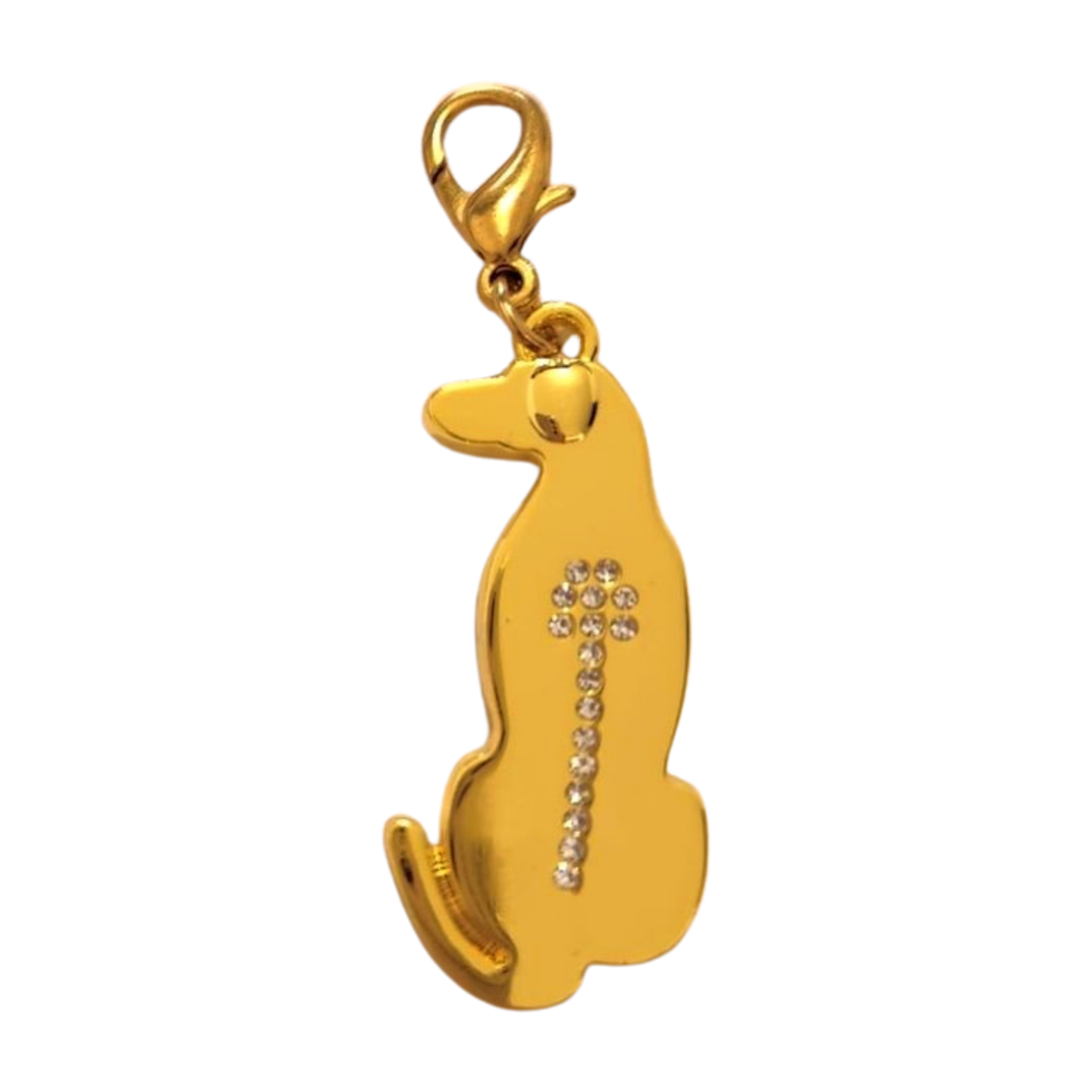 Gold Ridgeback dog keyring with crystal spine detail, 40mm length