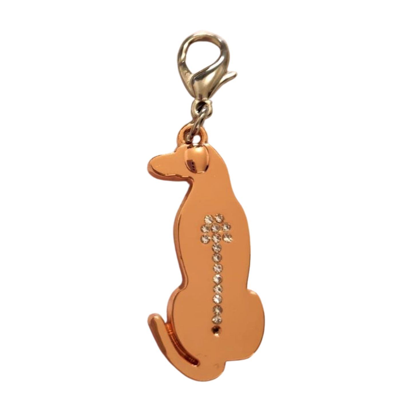 Rose gold Ridgeback dog keyring with crystal spine detail, 40mm length