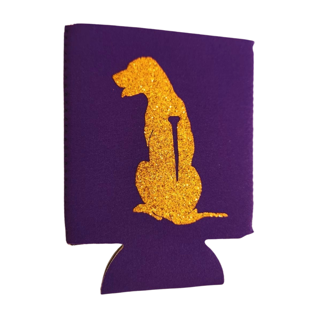 Purple double sided Ridgeback stubby holder with gold embellishment - Side b